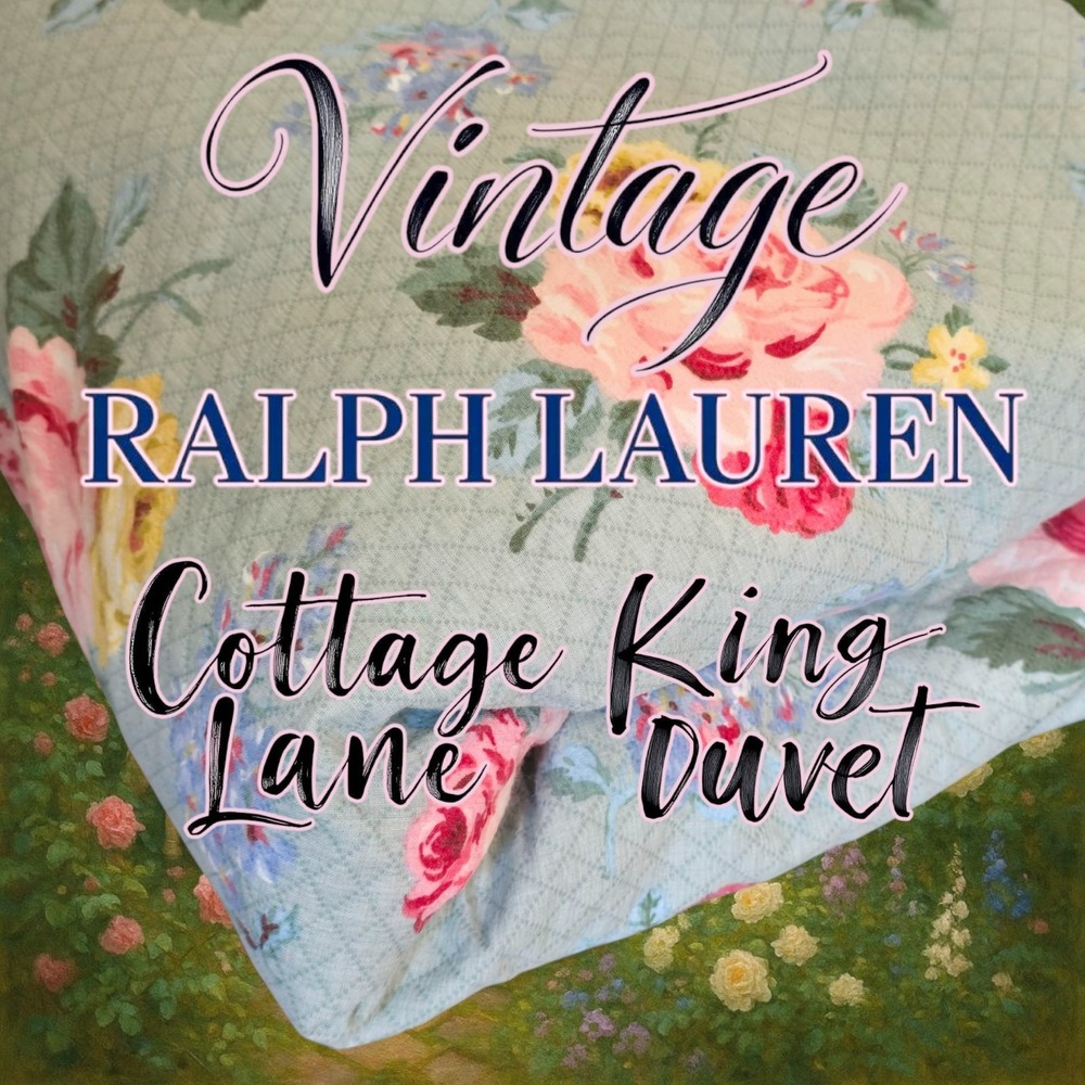 💐 RARE KING Ralph Lauren Cottage Lane Duvet Cover – Reversible Floral